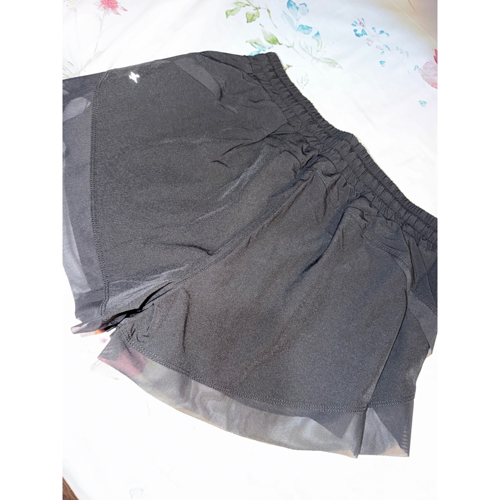 Halara Black Mid Rise Drawstring Contrast Mesh 2-in-1 Flowy Running Shorts 3in S - Picture 9 of 11